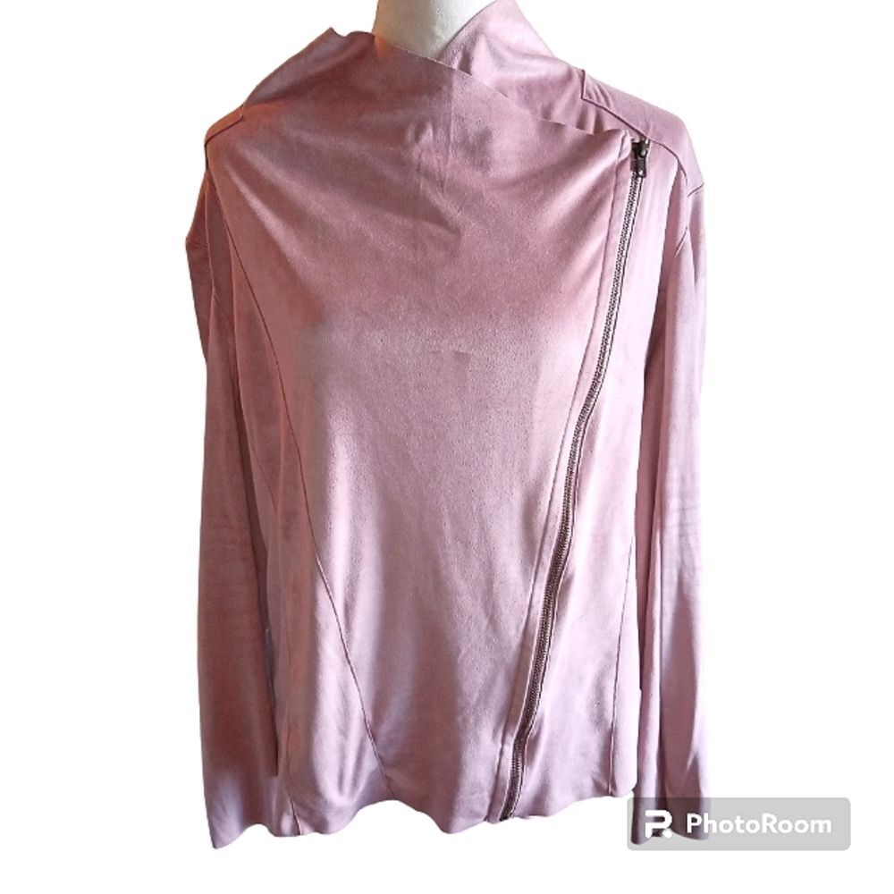 ANTHROPLOGIE Mote Faux Suede, Dusty Rose  Drape Moto Jacket Size XXL